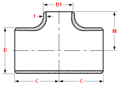 El tamaño de ASME B16.9 tee reductora